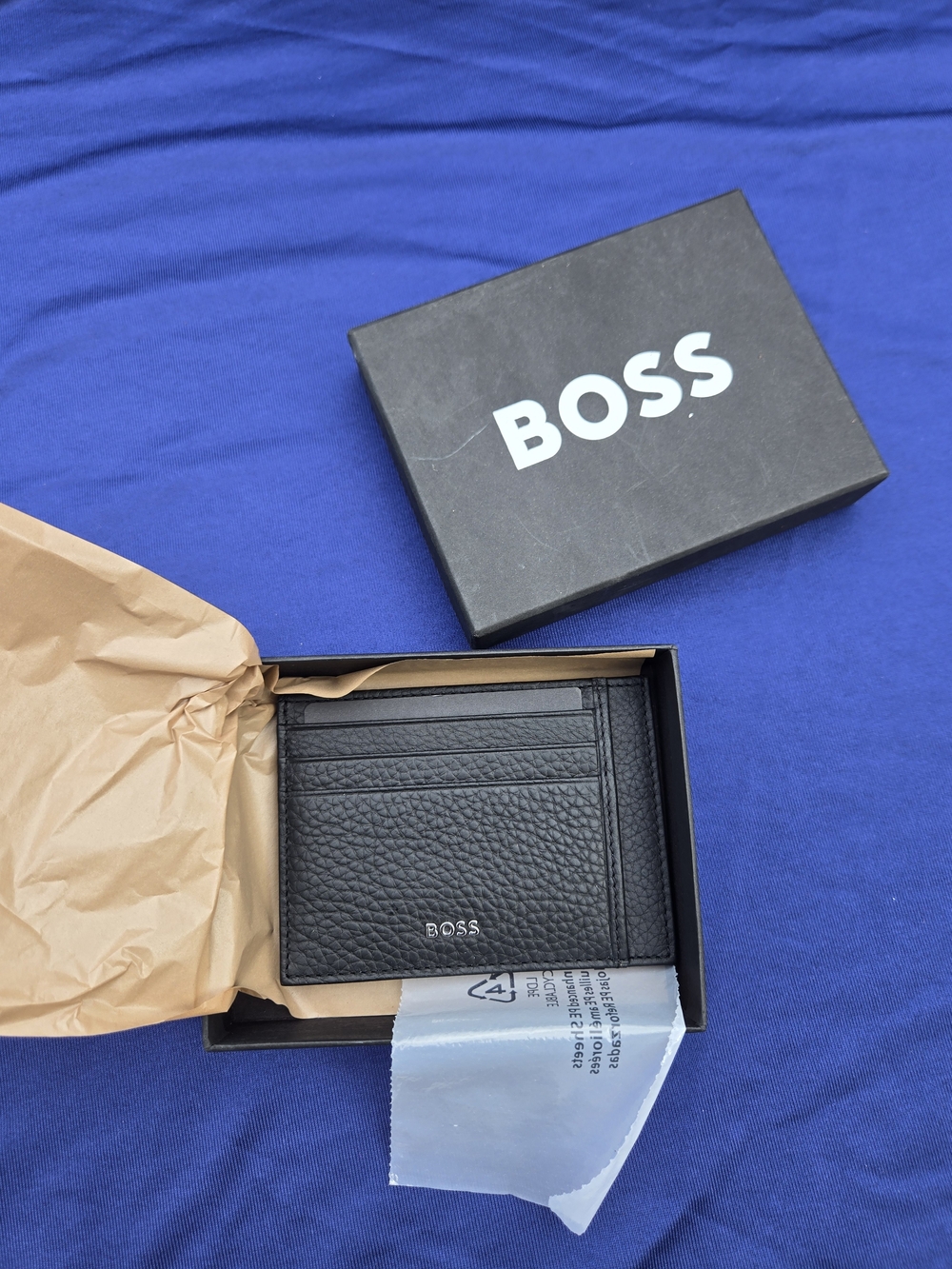 BOSS Men’s Black Leather Card Holder - Slim Wallet